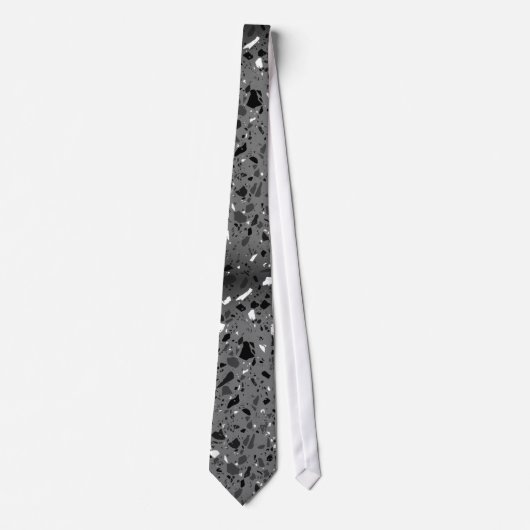 Cravate Carrelage en terrazzo noir et gris (Devant)