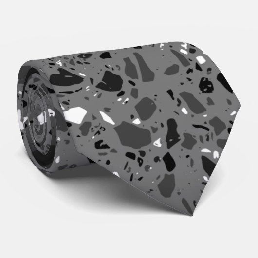 Cravate Carrelage en terrazzo noir et gris (Roulé)