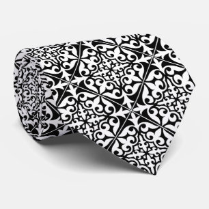 Cravate Carrelage marocain - noir avec arrière - plan blan