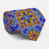 Cravate Carrelage médiéval Bleu (Roulé)