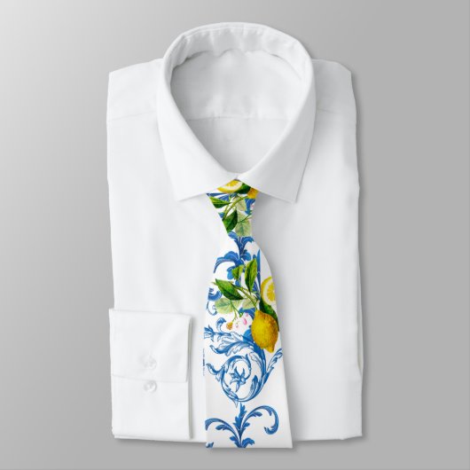 Cravate Carrelage méditerranéen, majolica, style sicilien (Attaché)