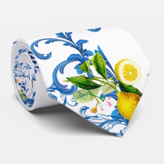Cravate Carrelage méditerranéen, majolica, style sicilien (Roulé)