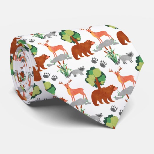 Cravate Carrelage mignon Bois animaux motif (Roulé)