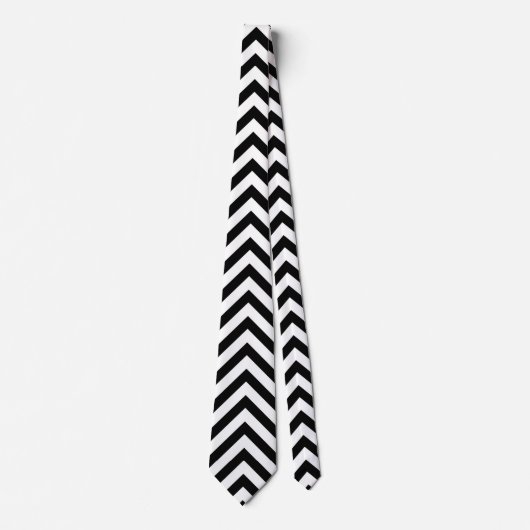 Cravate Carrelage motif en chevron noir (Devant)