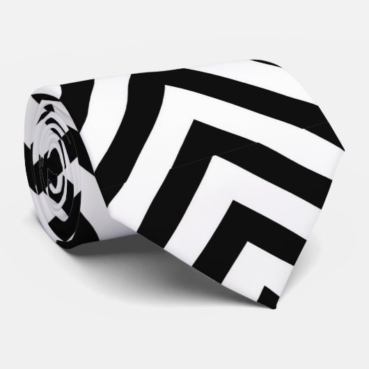 Cravate Carrelage motif en chevron noir (Roulé)