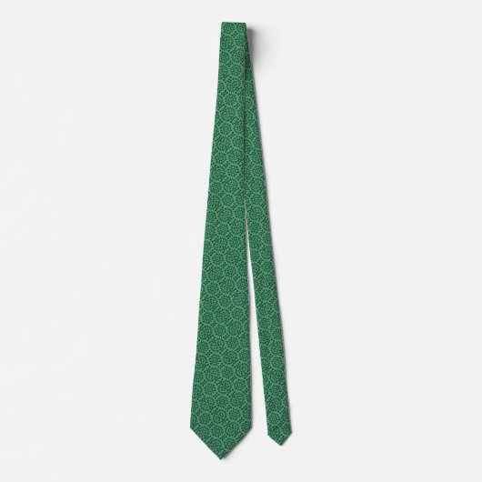 Cravate Carrelage vert et blanc Petit Motif vert (Devant)
