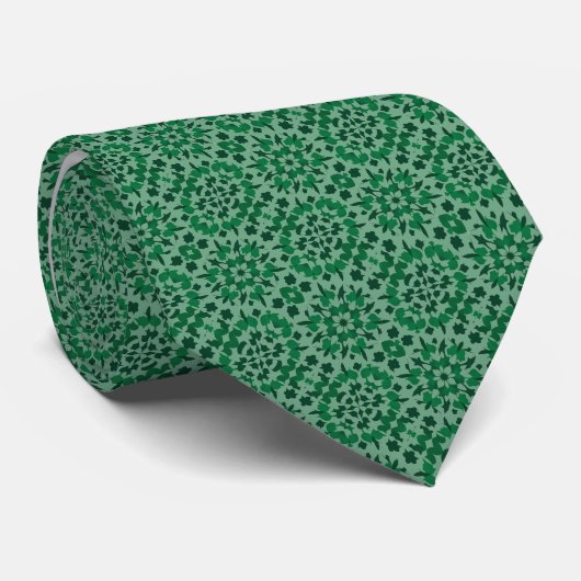Cravate Carrelage vert et blanc Petit Motif vert (Roulé)