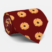 Cravate carrelée par Gerbera orange (Roulé)