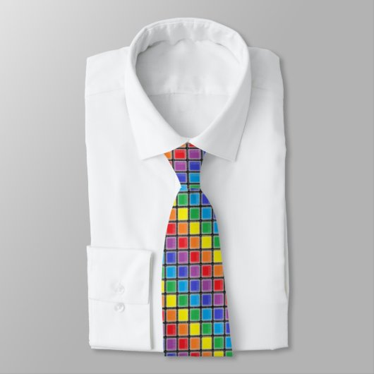 Cravate Carrés arc-en-ciel (Attaché)
