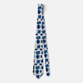 Cravate Carrés bleu moderne Motif répétitif (Devant)