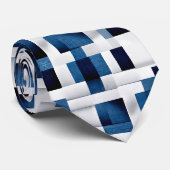 Cravate Carrés bleu moderne Motif répétitif (Roulé)