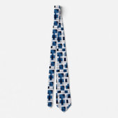 Cravate Carrés bleu moderne Motif répétitif (Dos)
