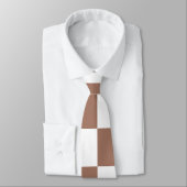 Cravate Carrés Checker mocha brun blanc géométrique rétro (Attaché)