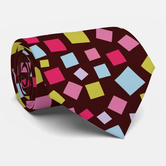 Cravate Carrés en cascade - Brown foncé (Roulé)