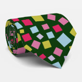 Cravate Carrés en cascade - Vert foncé (Roulé)