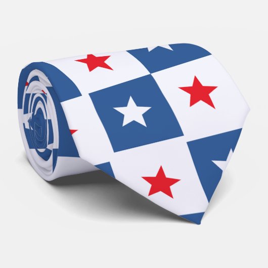 Cravate Carrés et étoiles bleu rouge Motif minimal (Roulé)