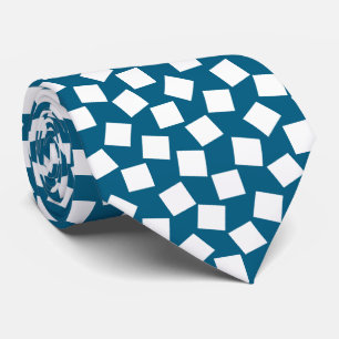 Cravate Carrés irréguliers - Blanc sur bleu océanique