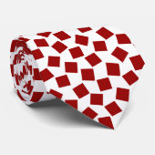 Cravate Carrés irréguliers - Rouge rubis sur blanc (Roulé)