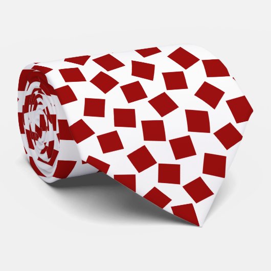 Cravate Carrés irréguliers - Rouge rubis sur blanc (Roulé)