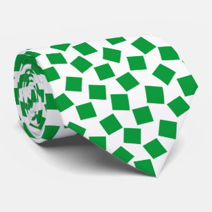 Cravate Carrés irréguliers - Vert d'herbe sur blanc