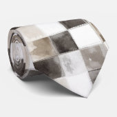 Cravate Carrés Noir Blanc Marron (Roulé)