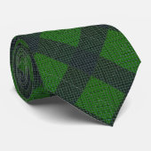 Cravate Carrés ou style d'échecs noirs et verts (Roulé)