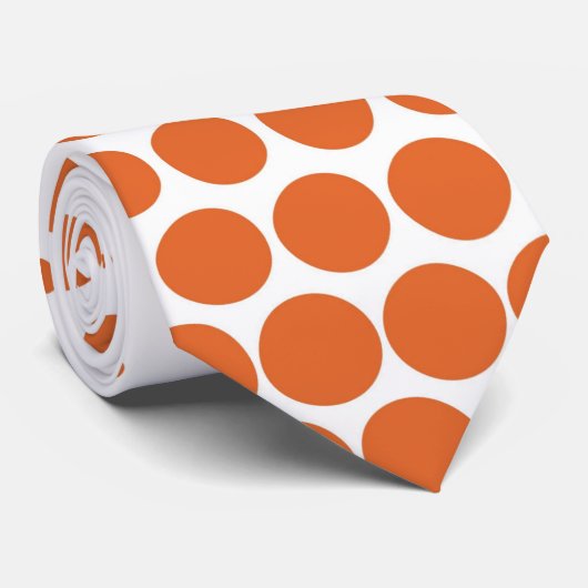 Cravate Carrot Orange Polka Dots Modern White (Roulé)