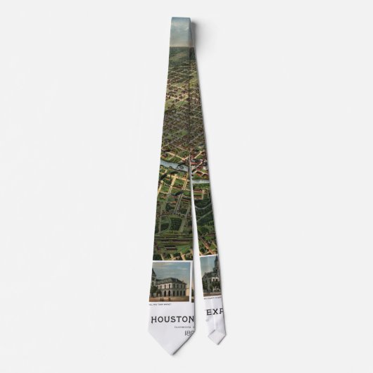 Cravate Carte antique de Houston, Texas avec la rivière Bu (Devant)