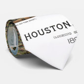 Cravate Carte antique de Houston, Texas avec la rivière Bu (Roulé)