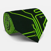 Cravate Carte cool de circuit informatique verte (Roulé)