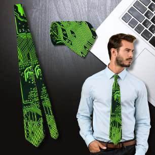 Cravate Carte cool de circuit informatique verte