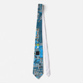 Cravate Carte de circuit Geek d'ordinateur bleu (Devant)