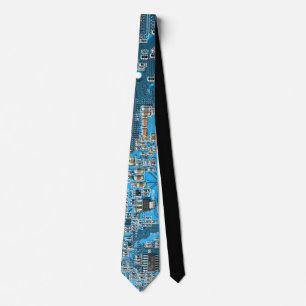 Cravate Carte de circuit Geek d'ordinateur bleu
