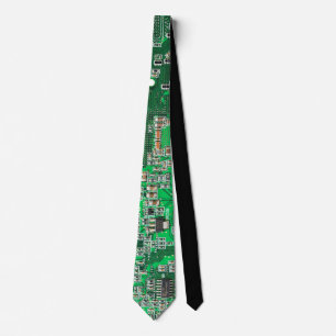 Cravate Carte de circuit Geek d'ordinateur vert