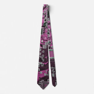 Cravate Carte de circuit Geek d'ordinateur violet