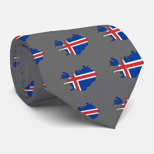 Cravate Carte de drapeau de l'Islande (Roulé)