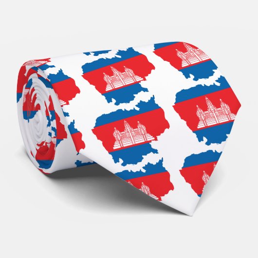 Cravate Carte de drapeau du Cambodge normale (Roulé)