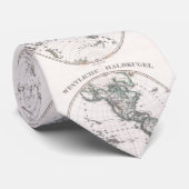 Cravate Carte de l'hémisphère occidental vintage (1873) (Roulé)