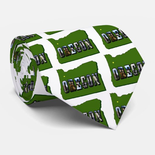 Cravate Carte de l'Oregon et texte de l'image (Roulé)