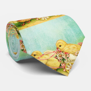 Cravate Carte de vœux de Pâques Vintage Chick jaune et tul