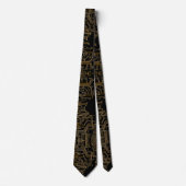 Cravate Carte d'ordinateur Geeky Black et Gold Circuit (Devant)