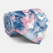 Cravate Carte du monde Abstrait dans les tons rose et bleu (Roulé)
