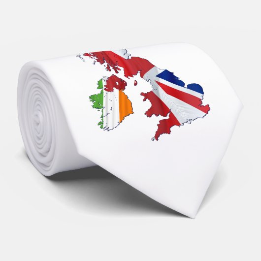 CRAVATE CARTE ET DRAPEAUX DES ÎLES BRITANNIQUES (Roulé)