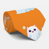 Cravate Carte fantôme de chats Halloween cadeaux de fête c (Roulé)