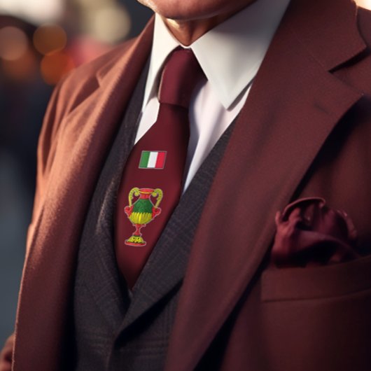 Cravate Carte italienne sicilienne Ace des tasses Bourgogn