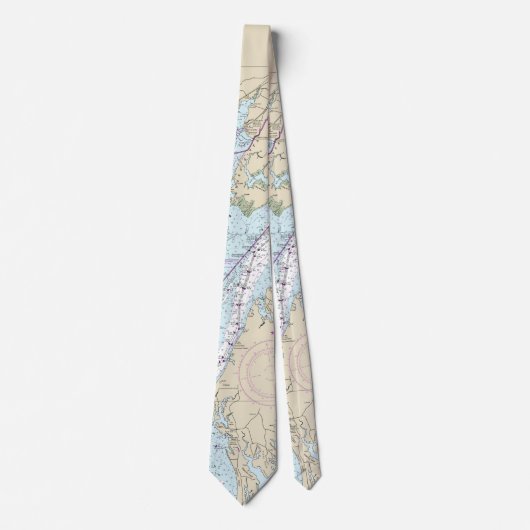 Cravate Carte nautique authentique Baltimore MD Chesapeake (Devant)