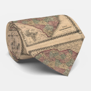Cravate Carte vintage de Caroline du Sud (1865)
