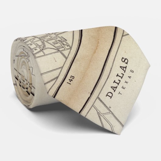 Cravate Carte vintage de Dallas, TX (1890) (Roulé)