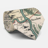 Cravate Carte vintage de Prague et environs (1740) (Roulé)