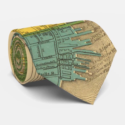 Cravate Carte vintage de Sc de Charleston (1883) (Roulé)